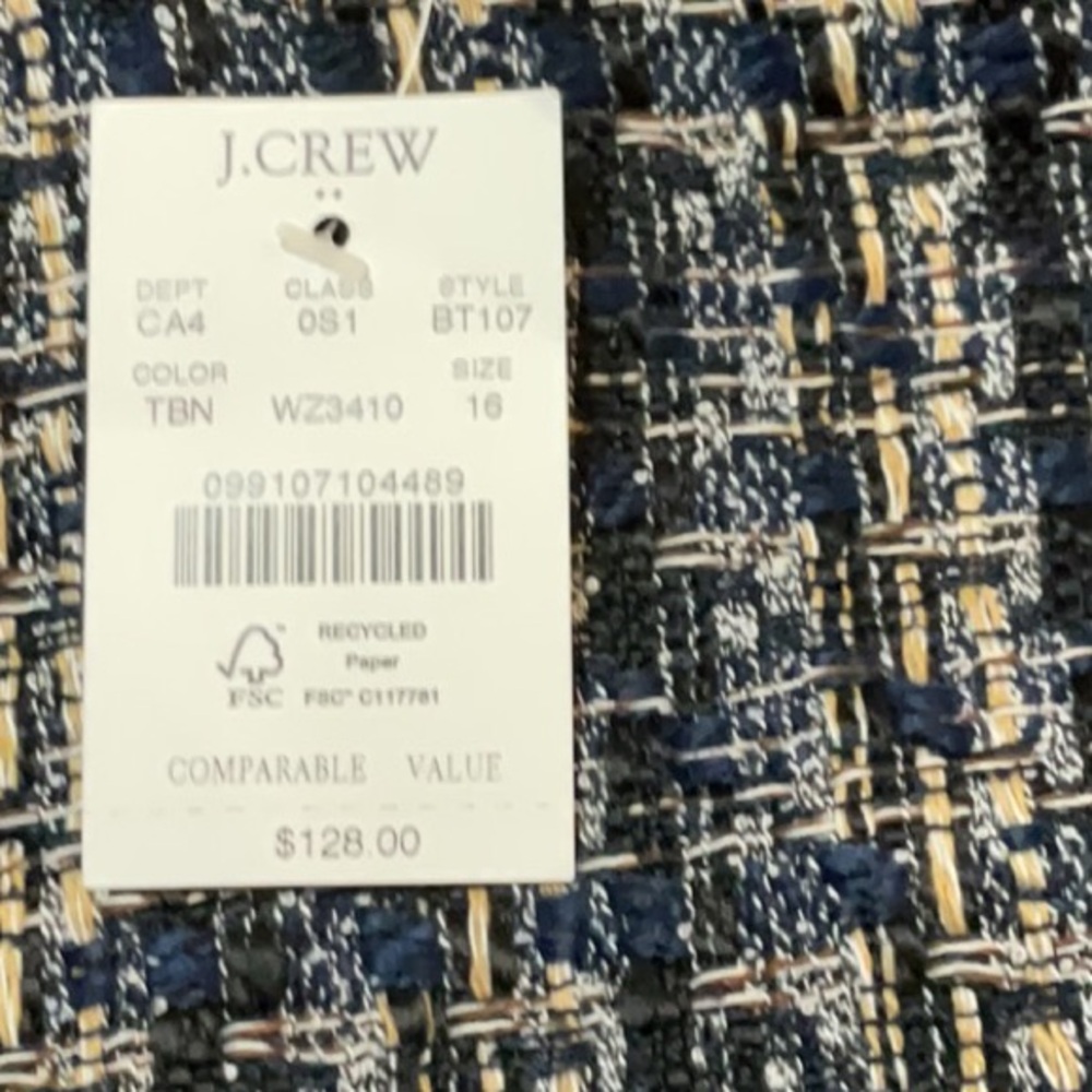 NWT J. Crew Navy and White Tweed Mini Dress - Picture 11 of 11